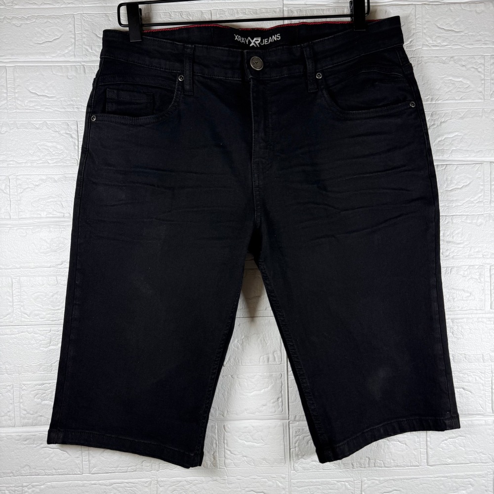 XRAY Jeans Denim Shorts Mens 32 Black Slim Fit Casual Summer Wear